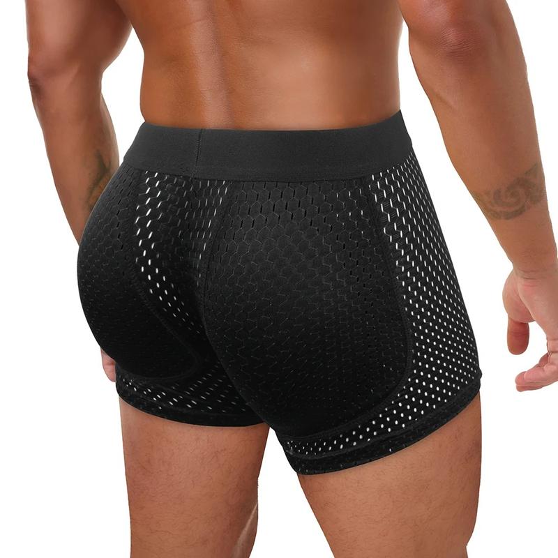 Men’s Padded Shaping Boxer Briefs – Lightweight, Breathable, Removable Lift Pads
