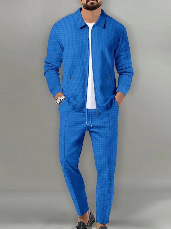 Men's Plain Zip Up Jacket & Drawstring Waist Pants Tracksuit Set, Men's Sportswear for Gym Workout Running, Casual Gym Wear, Tracksuit Outfit, Athletic Tracksuit, Casual Activewear, Gym Clothes Set, Athleisure Wear Set
