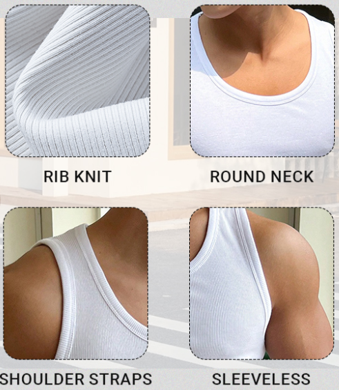 Men's Tank Top Scoop Neck Knit Gym Workout Muscle Tank Undershirt Sleeveless Shirts