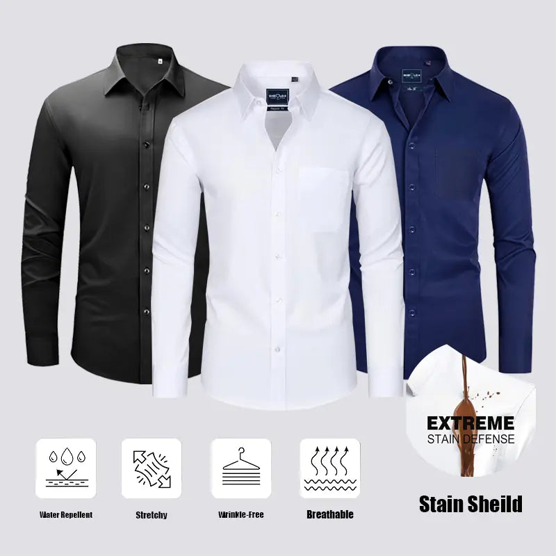 Men‘s Stain Sheild Dress Shirts  Slim Fit Mens Dress Shirts Long Sleeve Button Down Shirt Men Shirts