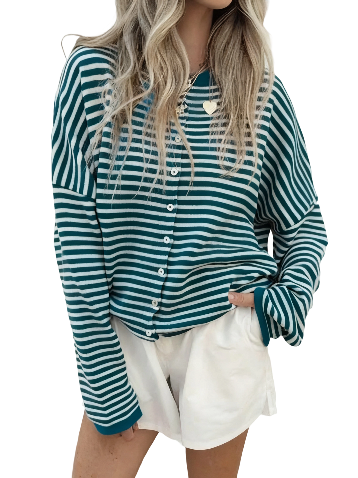 Women's Striped Casual Long Sleeve Loose Knit Sweater, Lightweight Fall & Winter Fashion, Button Front Open Front Design