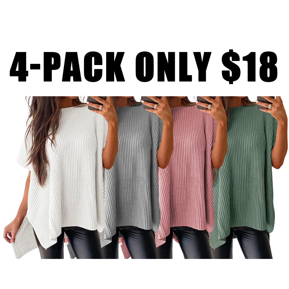 🔥Hot Sale💥 - Women's Round Neck Batwing Short Sleeve Loose Knit Top