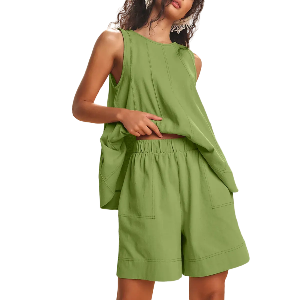 Women's 2 Piece Outfits Sleeveles Summer Matching Sets