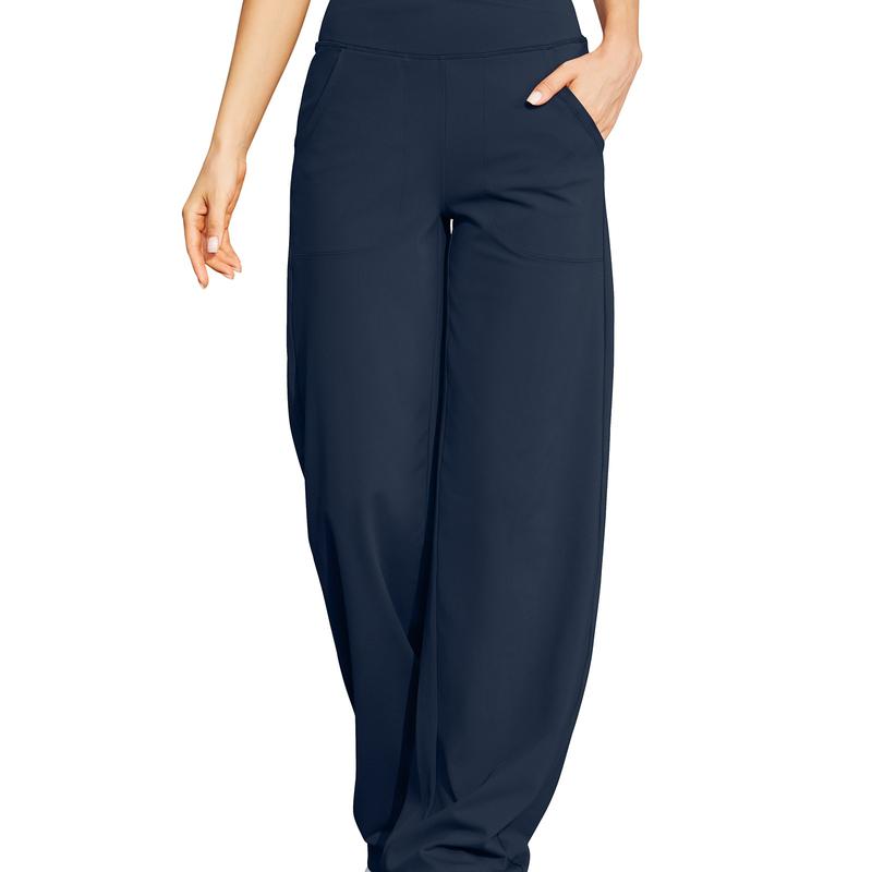 Women’s High-Waist Wide-Leg Yoga Pants – Petite to Tall with Pockets