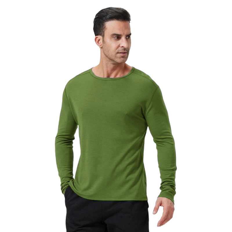 Men's Merino Wool Quick-Drying Hiking Warm Long-Sleeved Underwear Sports ski Base Layer top