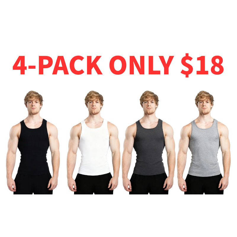 Men's Tank Top Scoop Neck Knit Gym Workout Muscle Tank Undershirt Sleeveless Shirts