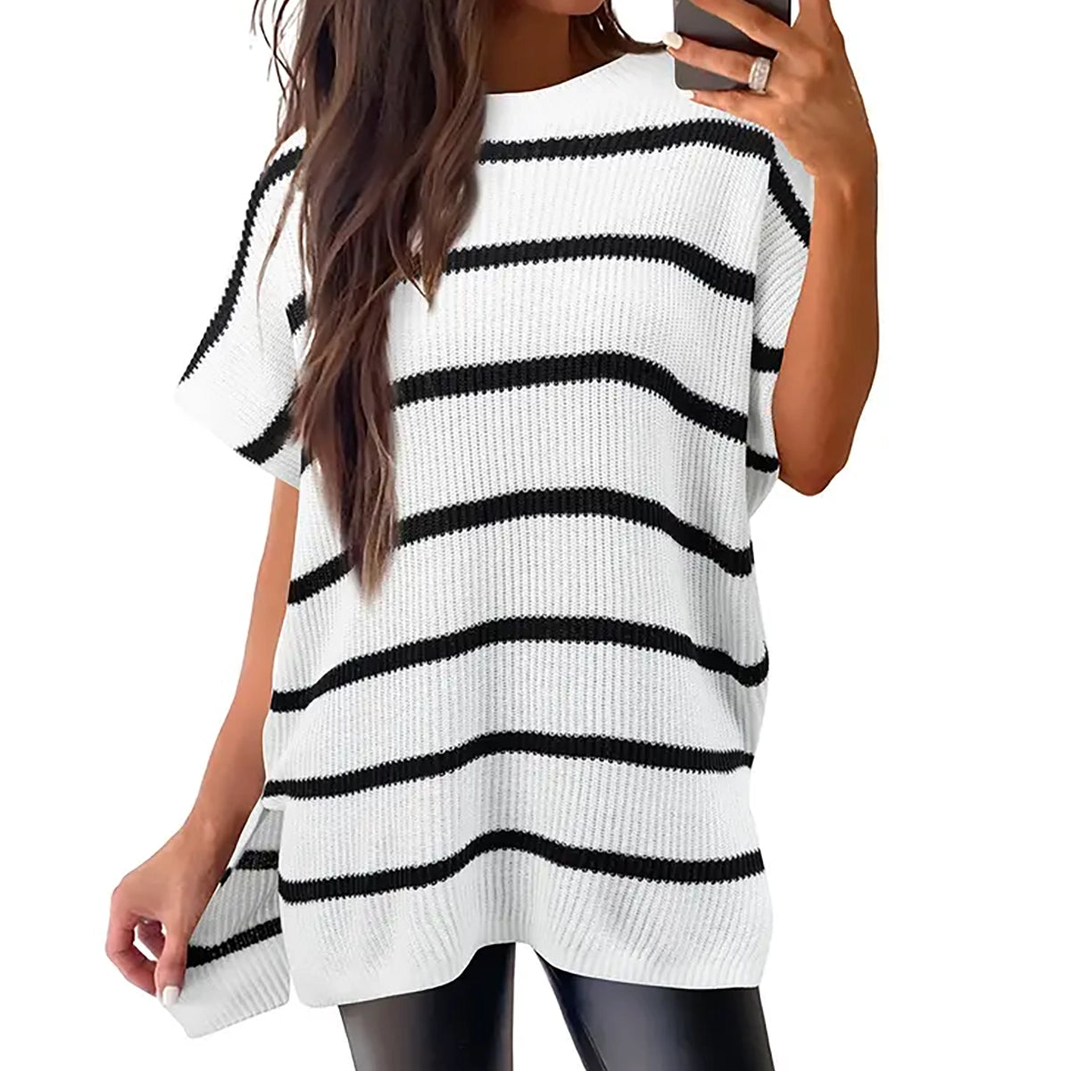 🔥Hot Sale💥 - Women's Round Neck Batwing Short Sleeve Loose Knit Top