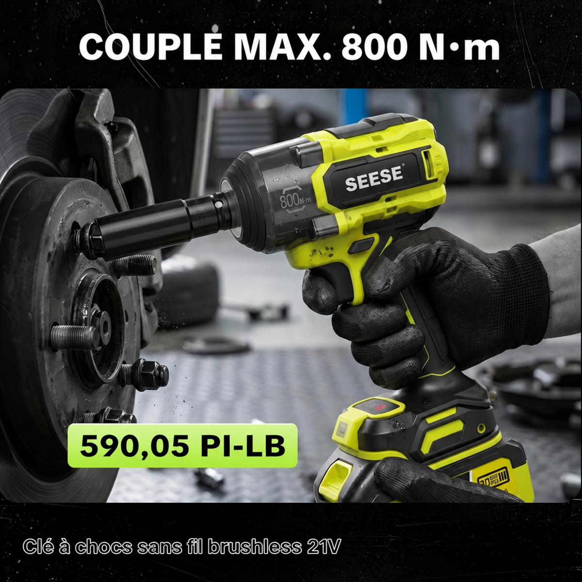 Clé à Chocs Sans Fil Brushless 21V – 800 N·m, 1/2″, 3 Vitesses