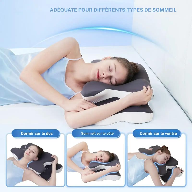Oreiller Cervical Ergonomique en Mousse à Mémoire de Forme – Double Hauteur & Soutien de la Nuque