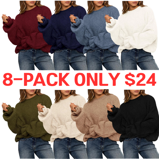Womens Sweaters Fall 2025  Long Sleeve Crewneck Oversized Sweater Chunky Pullover Loose Outfits(Just $3 a set!)