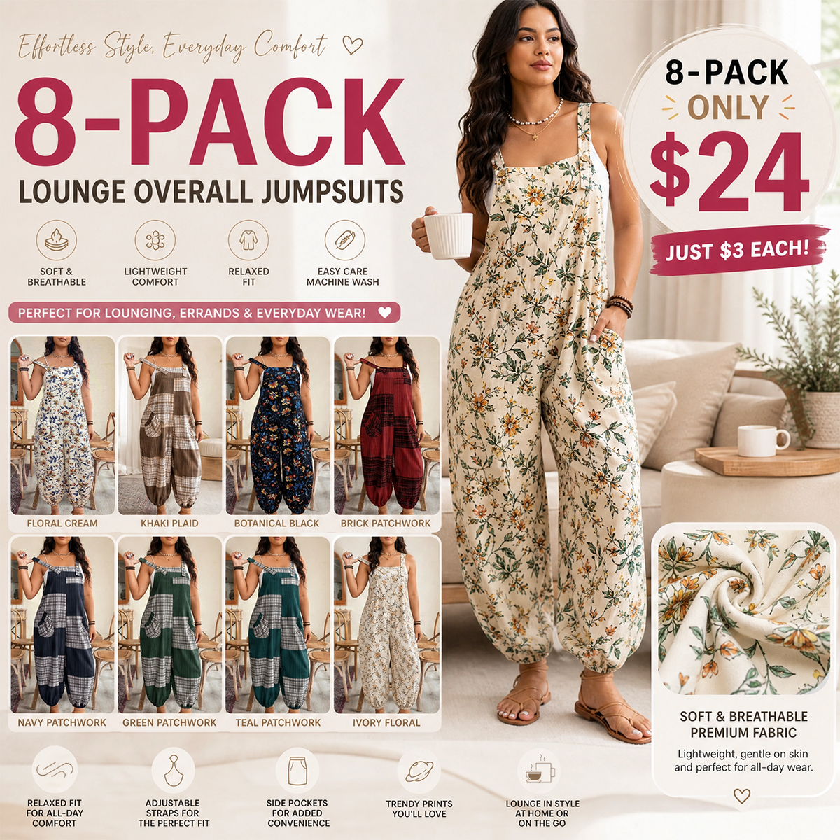 [Plus Size] Slim-Fit, Comfortable, Casual Sleeveless Jumpsuit