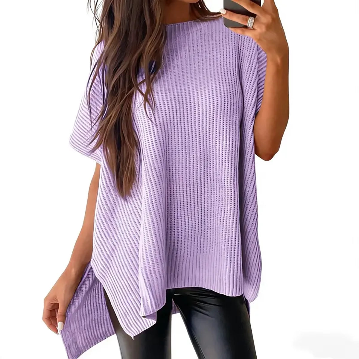 🔥Hot Sale💥 - Women's Round Neck Batwing Short Sleeve Loose Knit Top