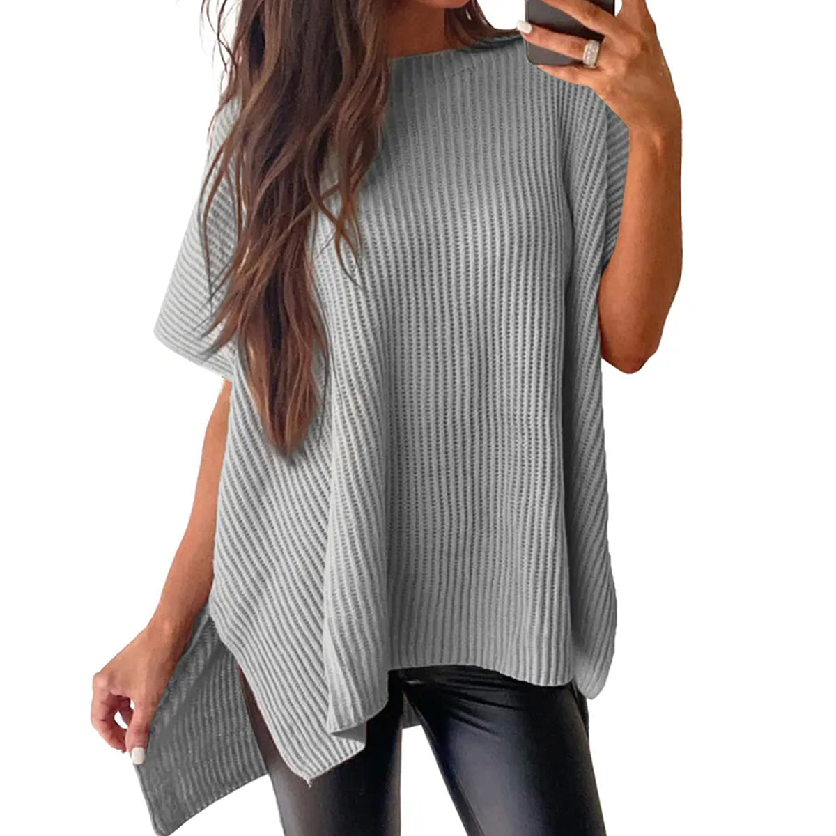 🔥Hot Sale💥 - Women's Round Neck Batwing Short Sleeve Loose Knit Top