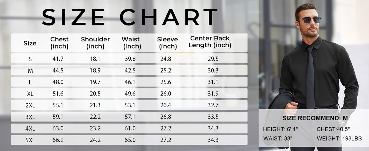 Men's Shirt Wrinkle Free Dress Shirt Long Sleeve Button Menswear