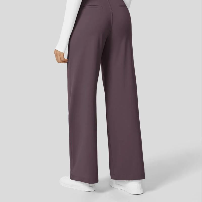 Women‘s Flex High Waisted Plicated Side Pocket Straight Leg Work Pants