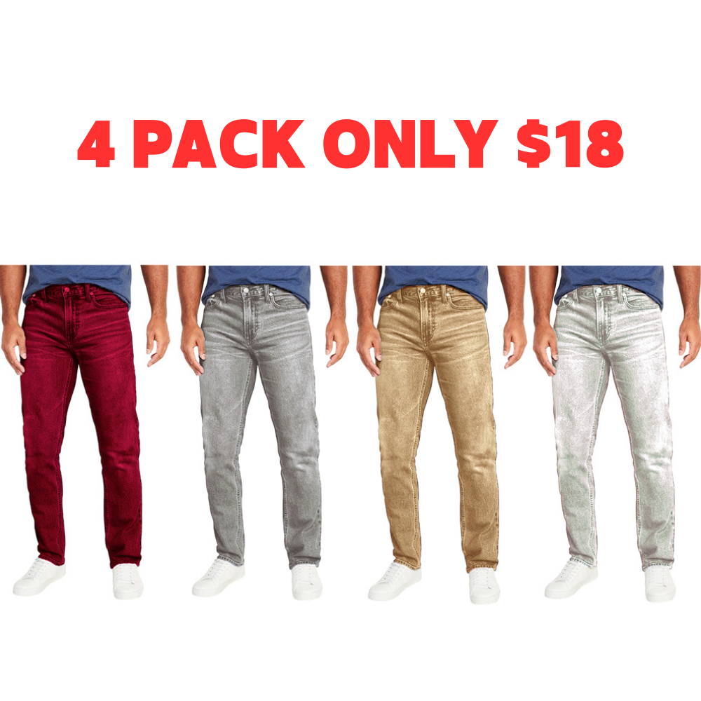 Men's Flex Stretch Slim Straight Jeans Classic Denim Menswear