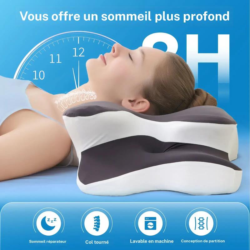 Oreiller Cervical Ergonomique en Mousse à Mémoire de Forme – Double Hauteur & Soutien de la Nuque