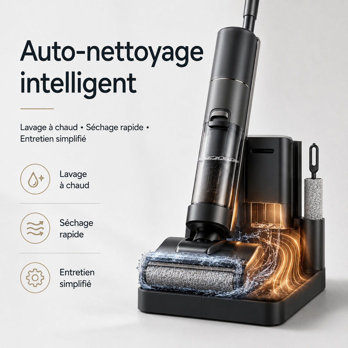 Aspirateur Laveur Sans Fil 2-en-1 à 180° – Aspiration & Lavage des Sols