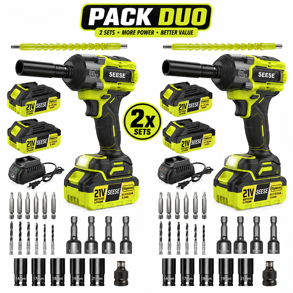 Clé à Chocs Sans Fil Brushless 21V – 800 N·m, 1/2″, 3 Vitesses