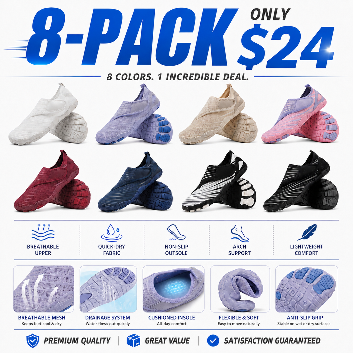 Wide Toe Box Waterproof Barefoot Shoes For Seniors