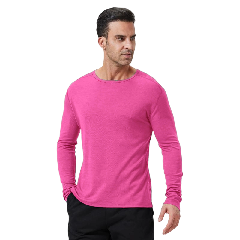 Men's Merino Wool Quick-Drying Hiking Warm Long-Sleeved Underwear Sports ski Base Layer top