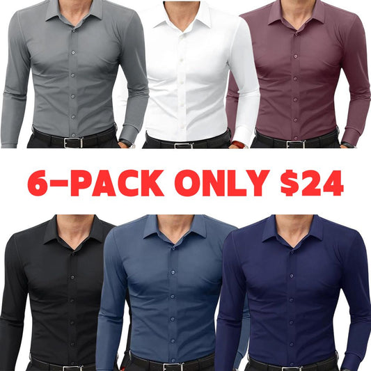 Men‘s Dress Shirts 16-Way Stretch Slim Fit Long Sleeve Button Down Shirts Wrinkle Free Traveler Shirts