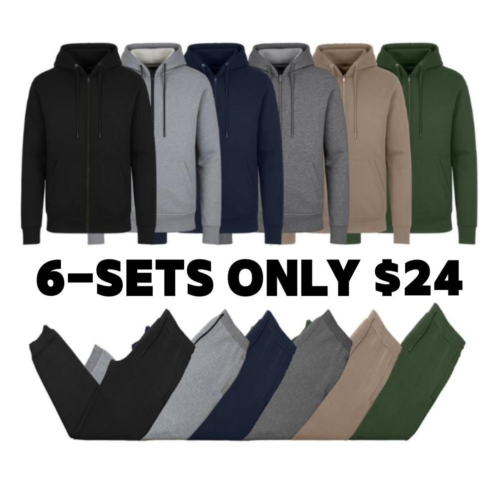 Men’s Multi Pack Fleece Zip Hoodie & Jogger Sets
