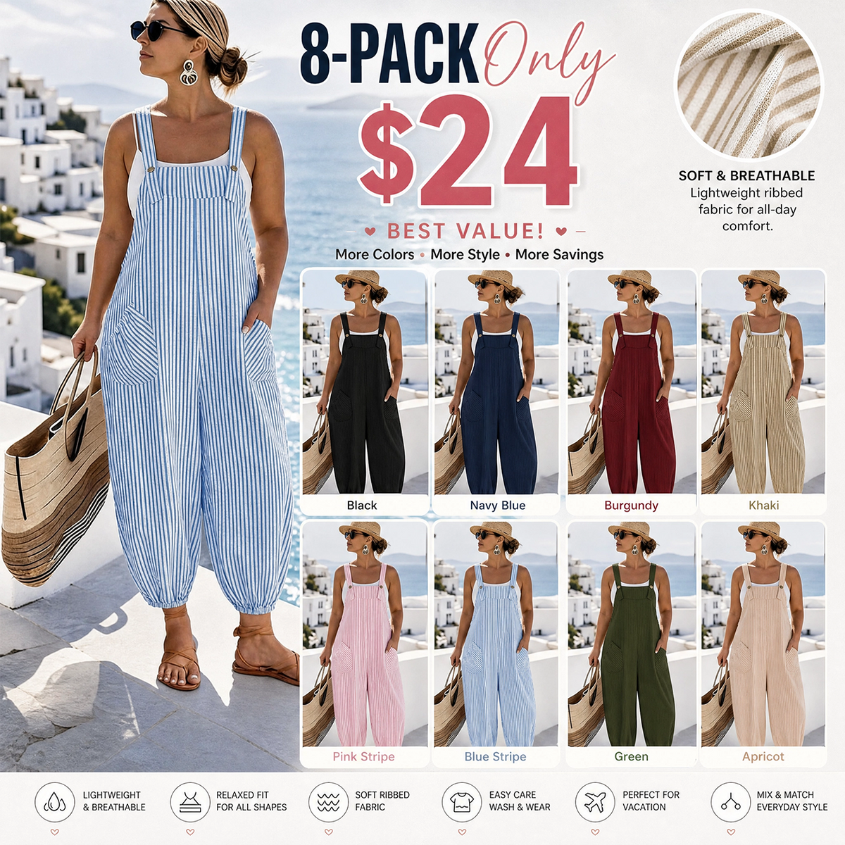[Plus Size] Slim-Fit, Comfortable, Casual Sleeveless Jumpsuit
