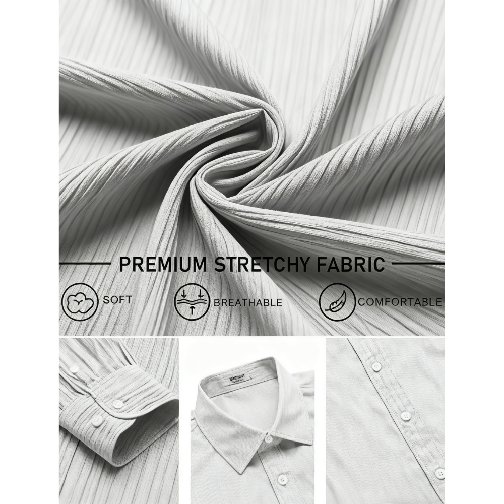 Men's Shirt Wrinkle Free Dress Shirt Long Sleeve Button Menswear