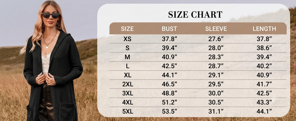 Women's Long Cardigans Cable Knitted Open Front Oversized Hooded Outerwear Sweater Coat