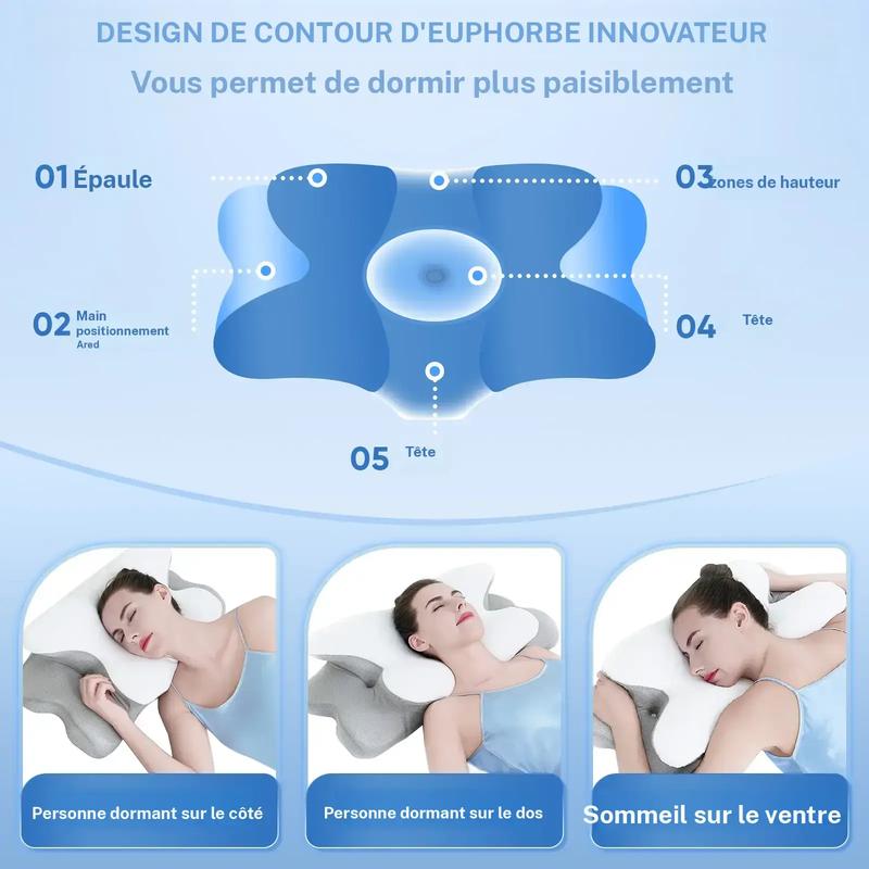 Oreiller Cervical Ergonomique en Mousse à Mémoire de Forme – Double Hauteur & Soutien de la Nuque
