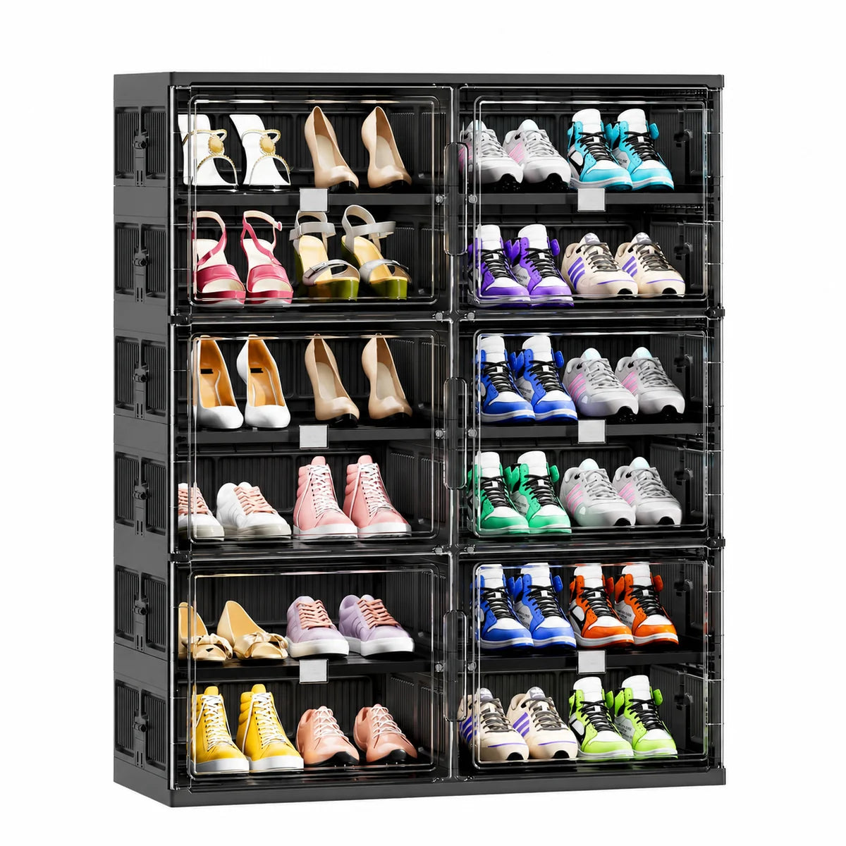 Armoire à Chaussures Pliable avec Portes Transparentes – Grande Capacité