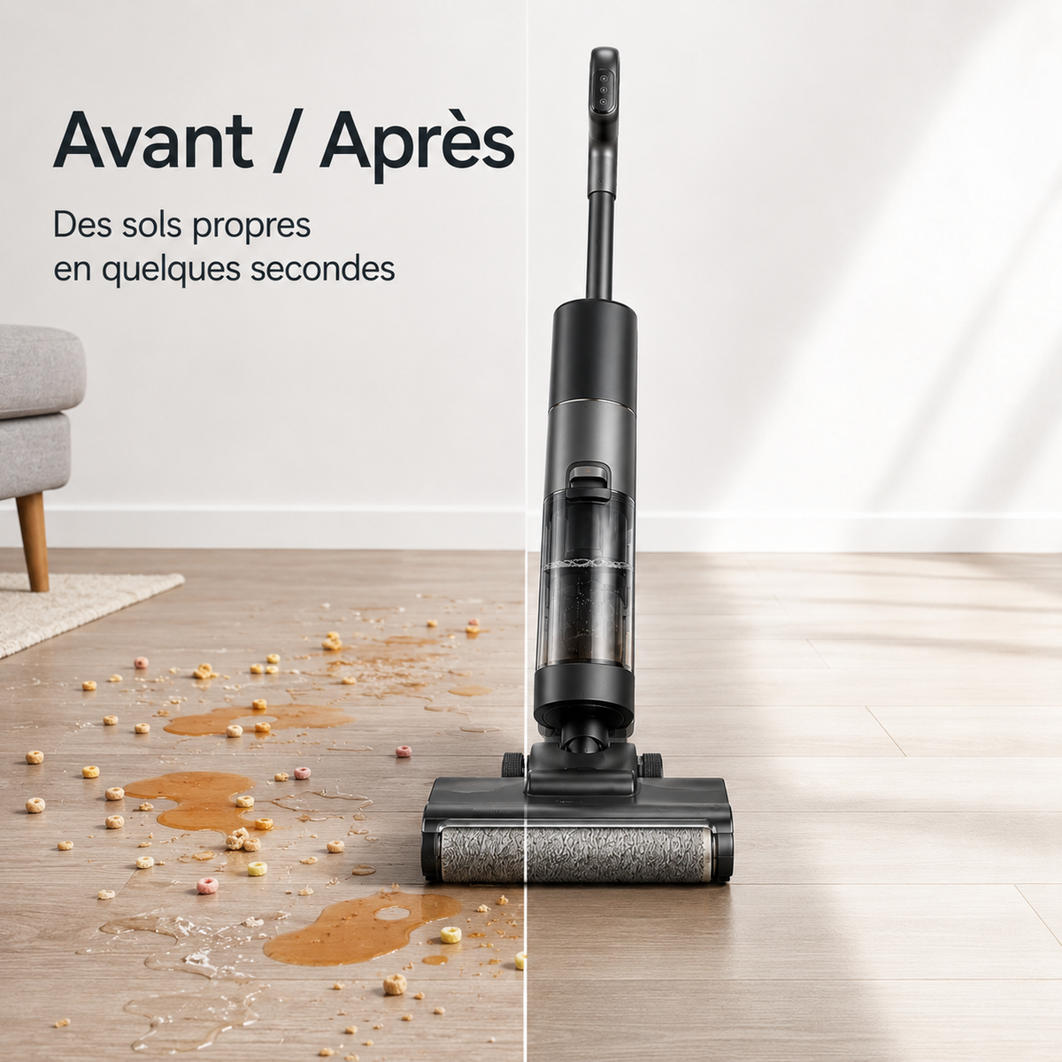 Aspirateur Laveur Sans Fil 2-en-1 à 180° – Aspiration & Lavage des Sols