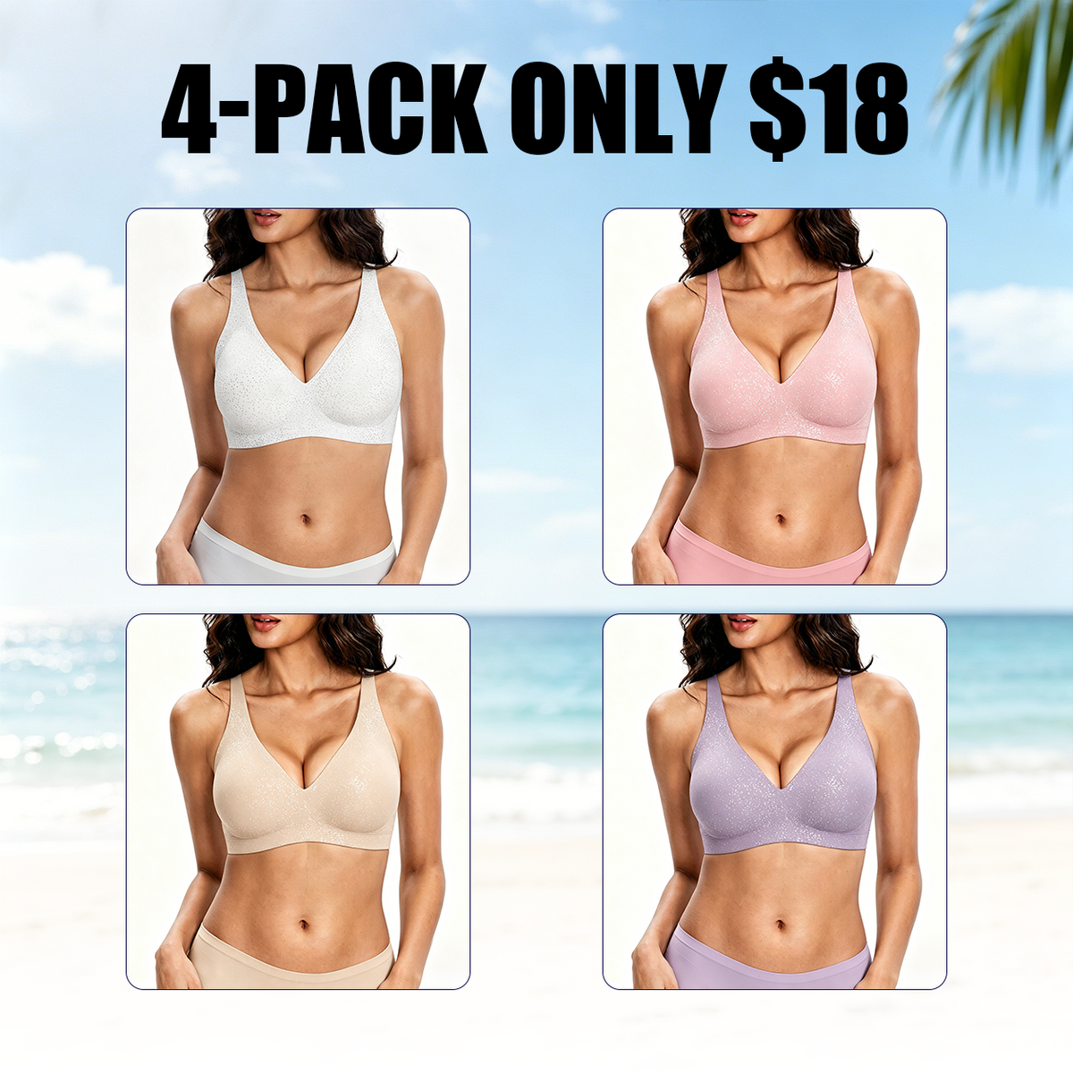 Women's Wireless Seamless Jelly Bra Deep V