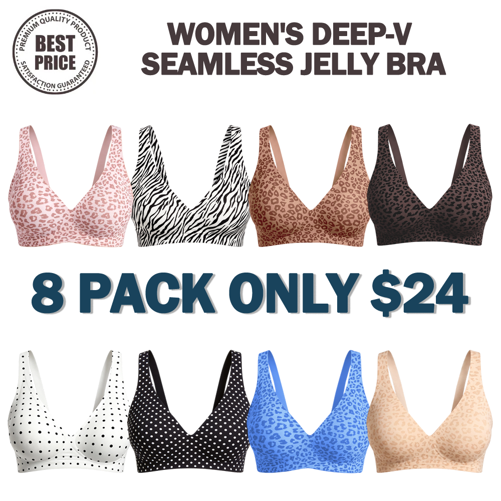 🔥Last Day💥Women's Deep-V Seamless Jelly Bra🔥8-Pack Only $24
