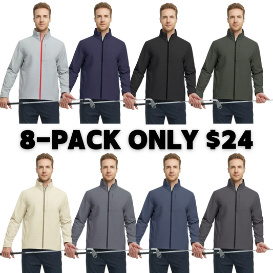 Men's Golf Windbreaker Jacket, Waterproof Windproof Performance Outerwear, Lightweight Warm Multifunctional Jacket for Outdoor Sports