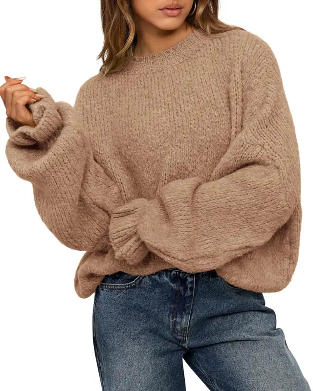 Womens Sweaters Fall 2025  Long Sleeve Crewneck Oversized Sweater Chunky Pullover Loose Outfits(Just $3 a set!)