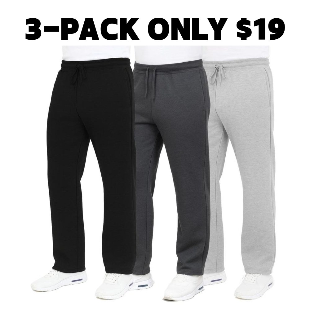 Men's Classic Heavyweight Fleece Sweatpants with Open Bottom