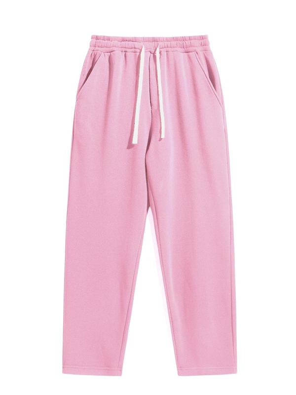 Men's Regular Fit Solid Drawstring Waist Sweatpants, Casual Pocket Design Pants for Fall & Winter, Men's Trousers for Daily Wear, Athleisure Pants