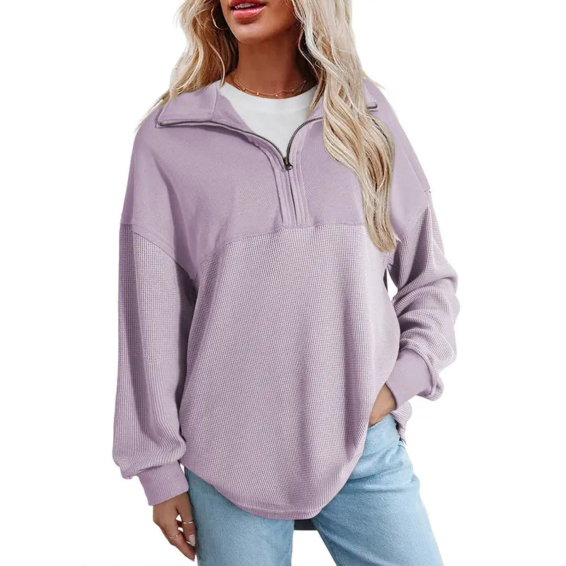 🔥Last Day💥Women's Half-Zip Waffle Knit Sweater🔥8-Pack Only $24