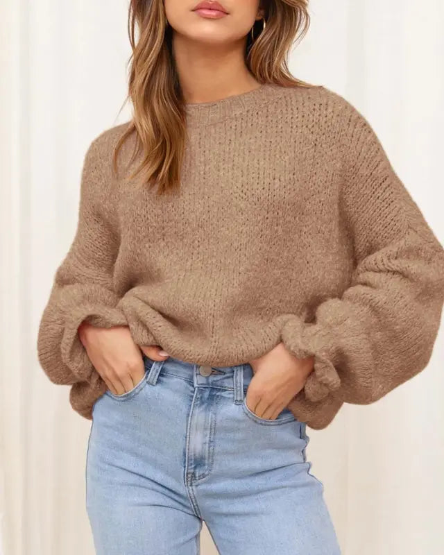 Womens Sweaters Fall 2025  Long Sleeve Crewneck Oversized Sweater Chunky Pullover Loose Outfits(Just $3 a set!)