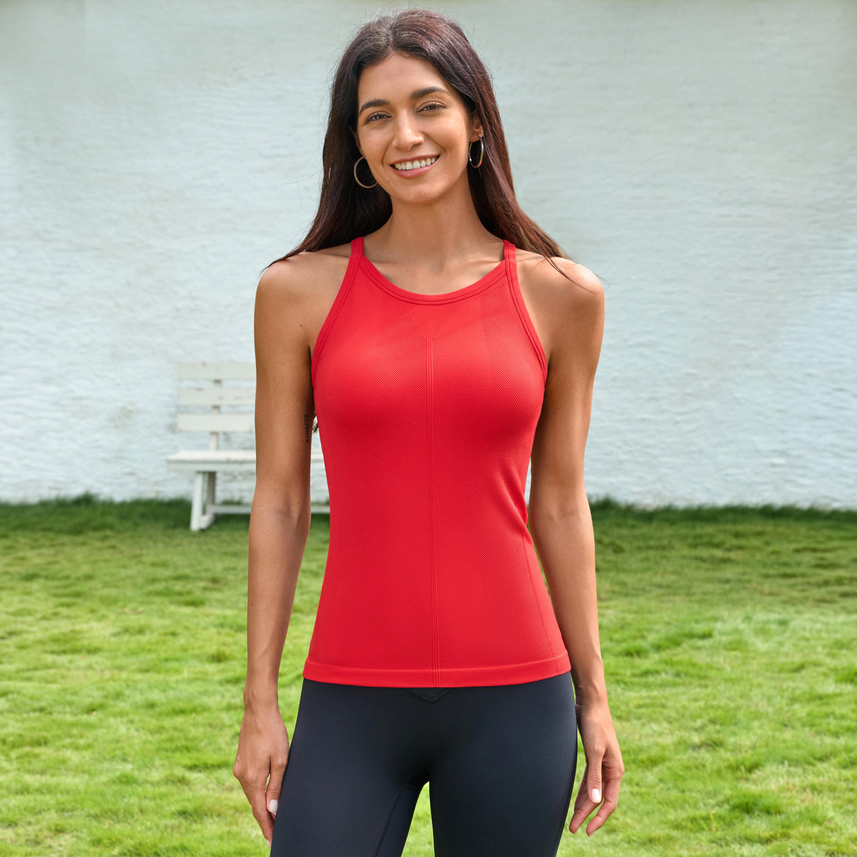 Women CoreFlex Ribbed Bra Tank with Built in Bra