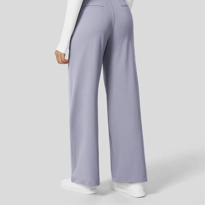 Women‘s Flex High Waisted Plicated Side Pocket Straight Leg Work Pants