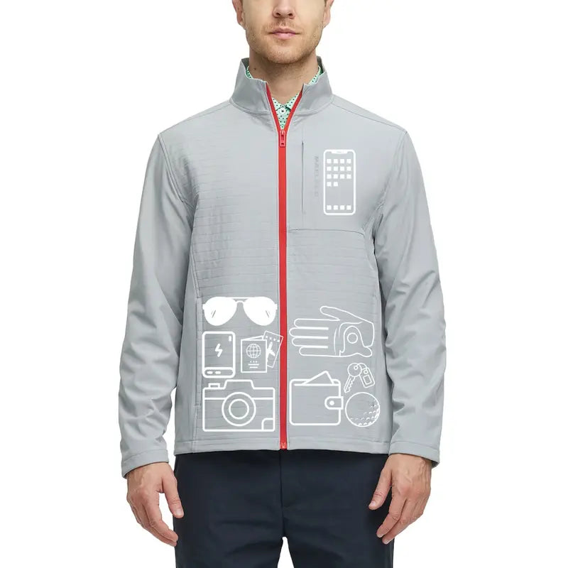Men's Golf Windbreaker Jacket, Waterproof Windproof Performance Outerwear, Lightweight Warm Multifunctional Jacket for Outdoor Sports