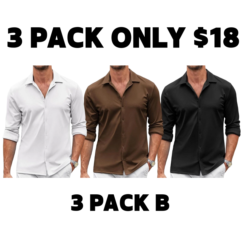 Men's Shirt Wrinkle Free Dress Shirt Long Sleeve Button Menswear