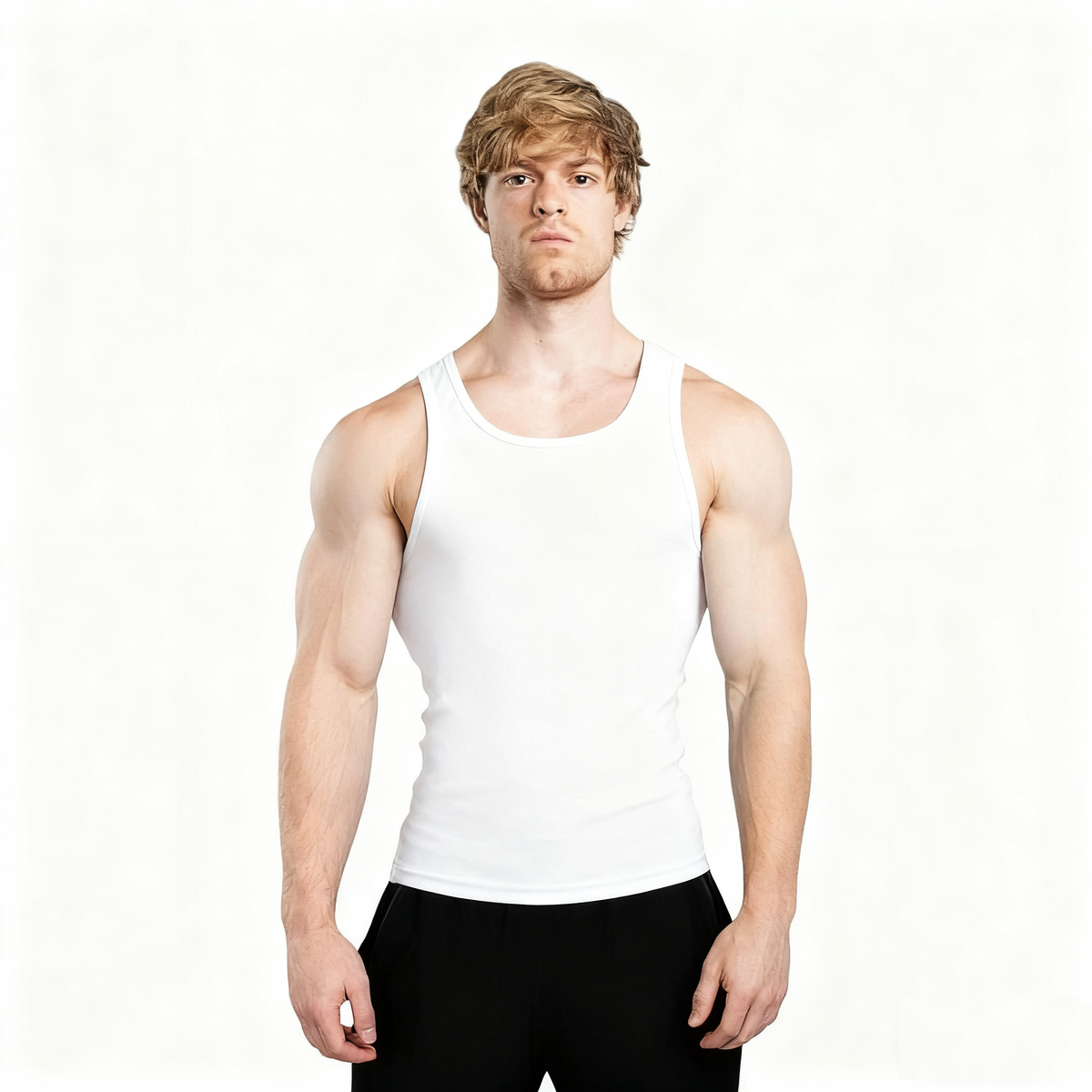 Men's Tank Top Scoop Neck Knit Gym Workout Muscle Tank Undershirt Sleeveless Shirts