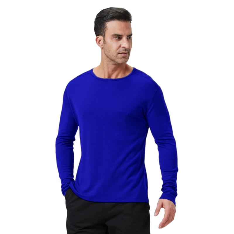 Men's Merino Wool Quick-Drying Hiking Warm Long-Sleeved Underwear Sports ski Base Layer top