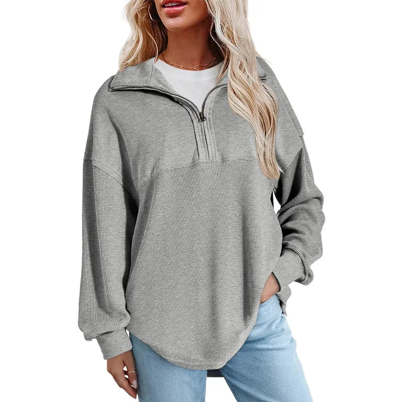 🔥Last Day💥Women's Half-Zip Waffle Knit Sweater🔥8-Pack Only $24