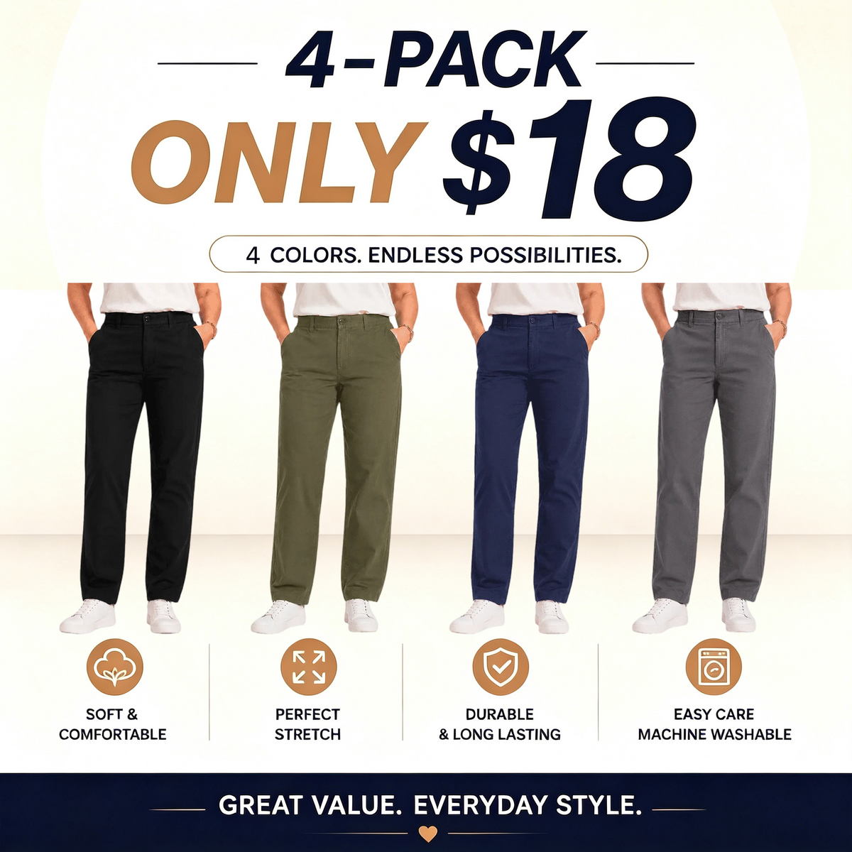 🔥Hot Sale💥Women's Multi-Pocket Stretch Comfort Pants🔥8-Pack - All Colors Included