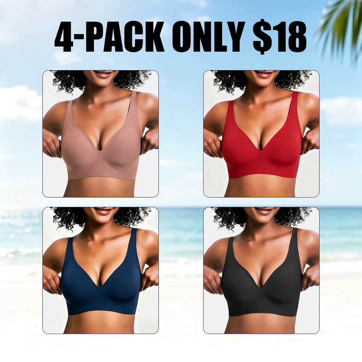 Women's Wireless Seamless Jelly Bra Deep V